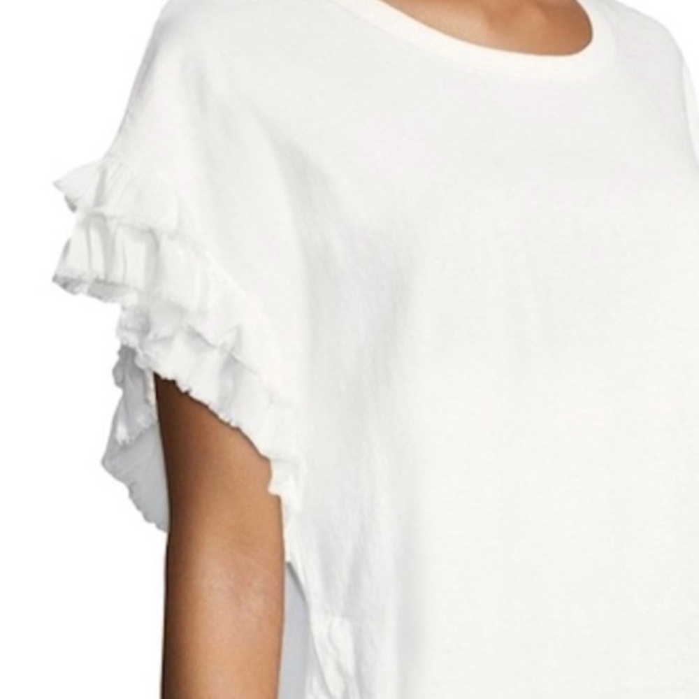 Alythea | Anthro Ruffle Sleeve Button Backside Semi Sheer Lightweight Blouse